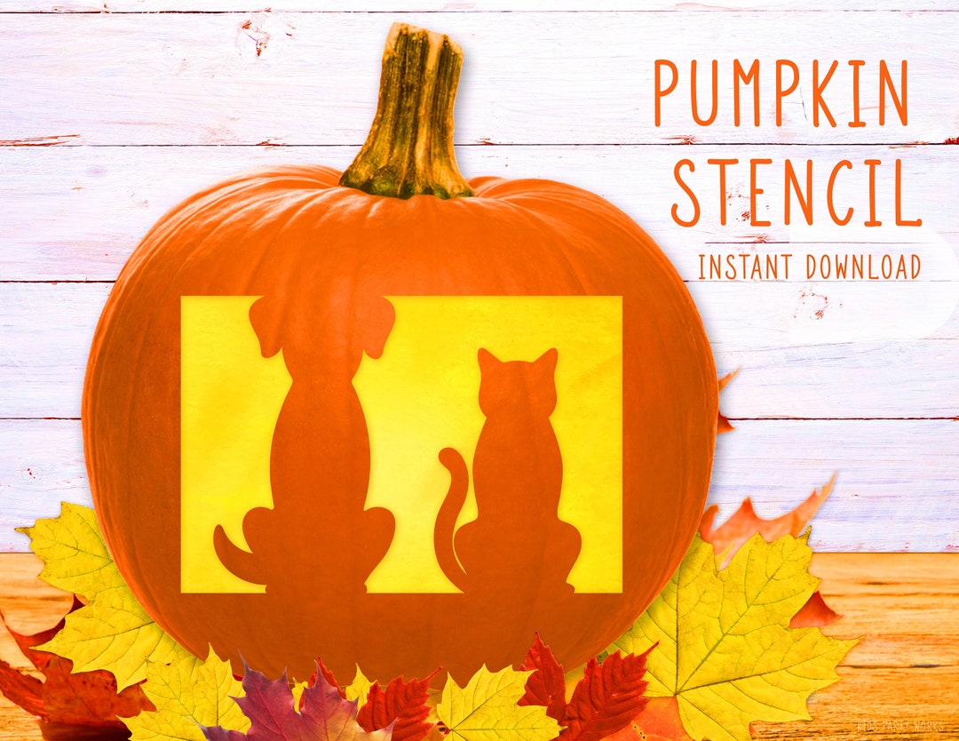 Dog Cat Pumpkin Stencil Halloween Kitty Puppy PRINTABLE Pumpkin Stencil dog-cat-pumpkin-stencil-halloween-kitty-puppy-printable-pumpkin-stencil