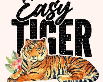 Tigre PNG, Tigre Fácil PNG, Diseños Retro de Camisetas de Tigre PNG, Tigre Desgastado y Moderno PNG, Tigres Sublimados PNG, Diseño de Camisetas Divertidas Digital