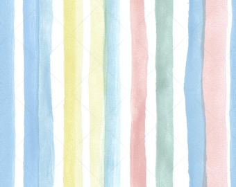 Watercolor Stripe Seamless Pattern JPG, Preppy Coastal Pastel Stripes, Mediterranean Summer Fabric Pattern Digital Download