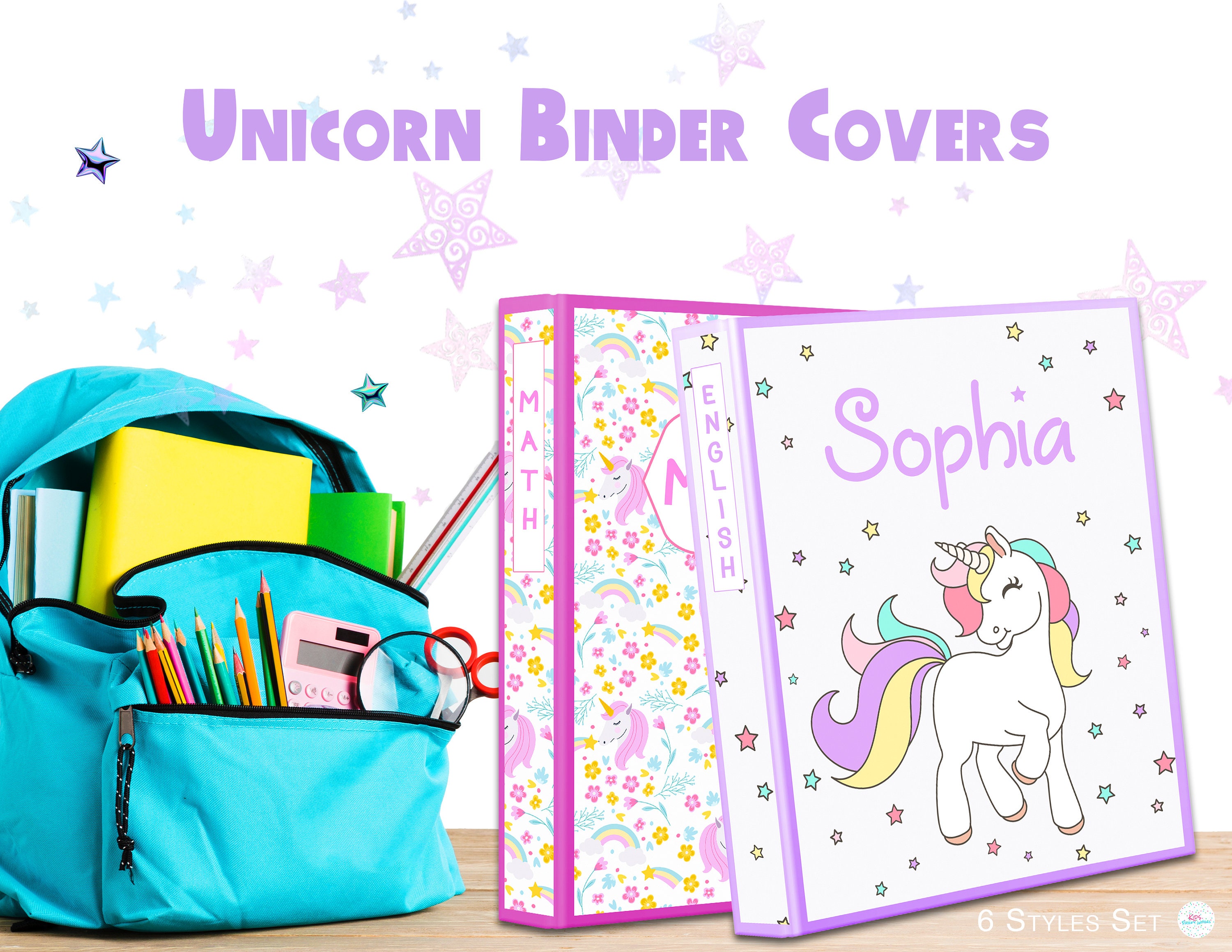 Pin On Unicornio Unicorn Personalized School Binder Covers School 
