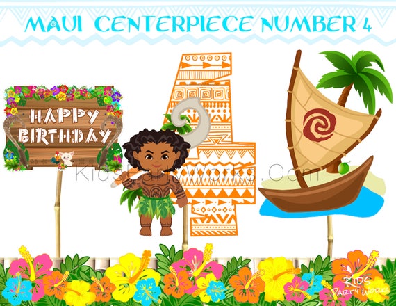 Maui Centerpiece Number 4 Printable Maui Party Maui Birthday Maui Party Supplies Moana Birthday Moana Decorations Printable By Kids Party Works Catch My Party Maui Centerpiece Number 4 Printable Maui Party Maui Birthday Maui Party Supplies Moana Birthday Moana Decorations Printable By Kids Party Works Catch My Party