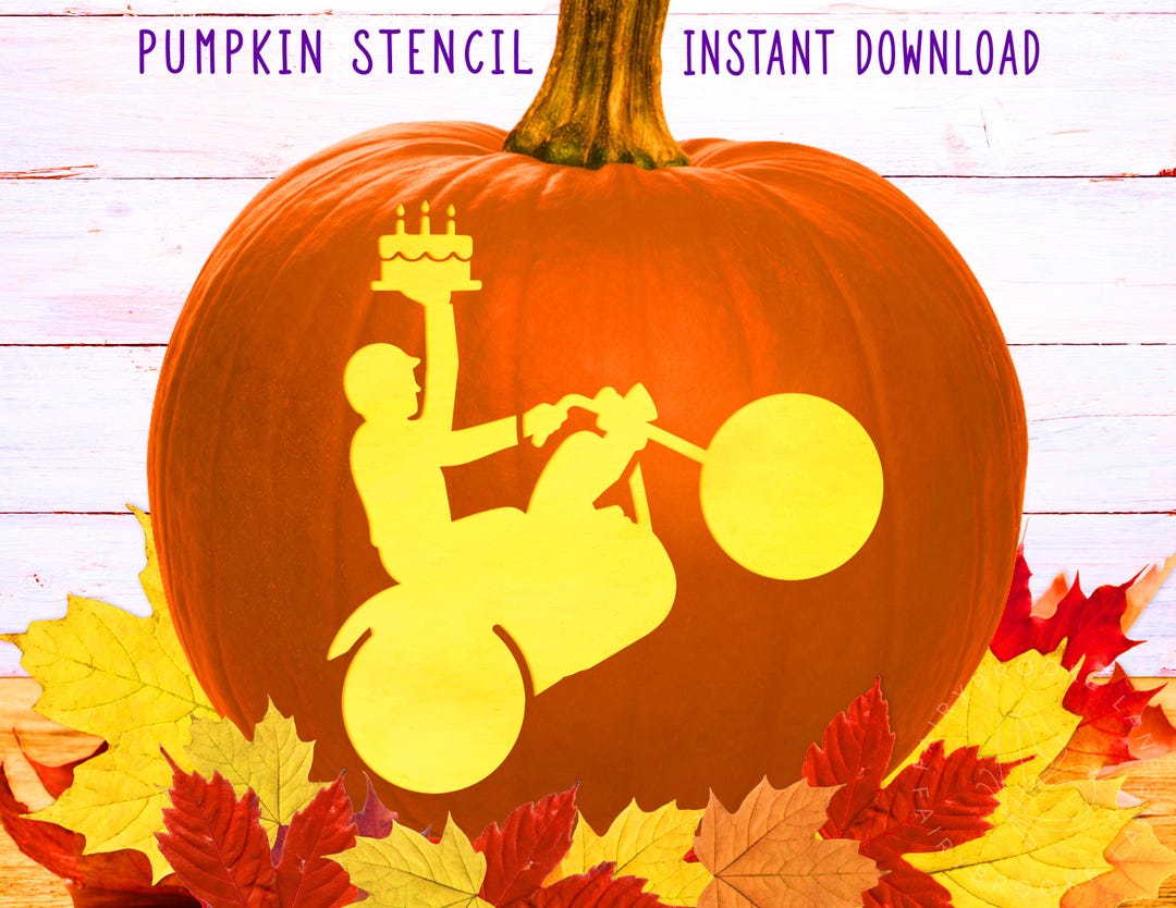 Motorcycle Rider Pumpkin Stencil, Birthday Bike Printable Stencil, Jack ...