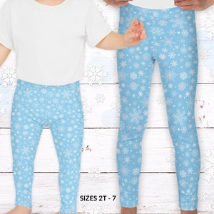 Christmas Girls Leggings | Kid&#39;s Leggings | Christmas Gift | Stocking Stuffer | Girls Christmas Pants | Toddler Holiday Snowflakes Leggings