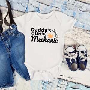 Baby One Piece Bodysuit Daddy's Little Mechanic, Boy One Piece, Baby Apparel, Baby Clothes, Baby Gift, Boys Clothing, Infant Baby Shower image 1