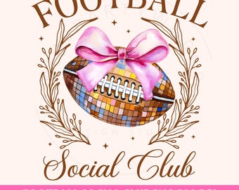 Football Png, Football Social Club, Coquette Football PNG, Fall Png, Coquette Bow Png, Football Mom Png, Football Season Png, Shirt Design