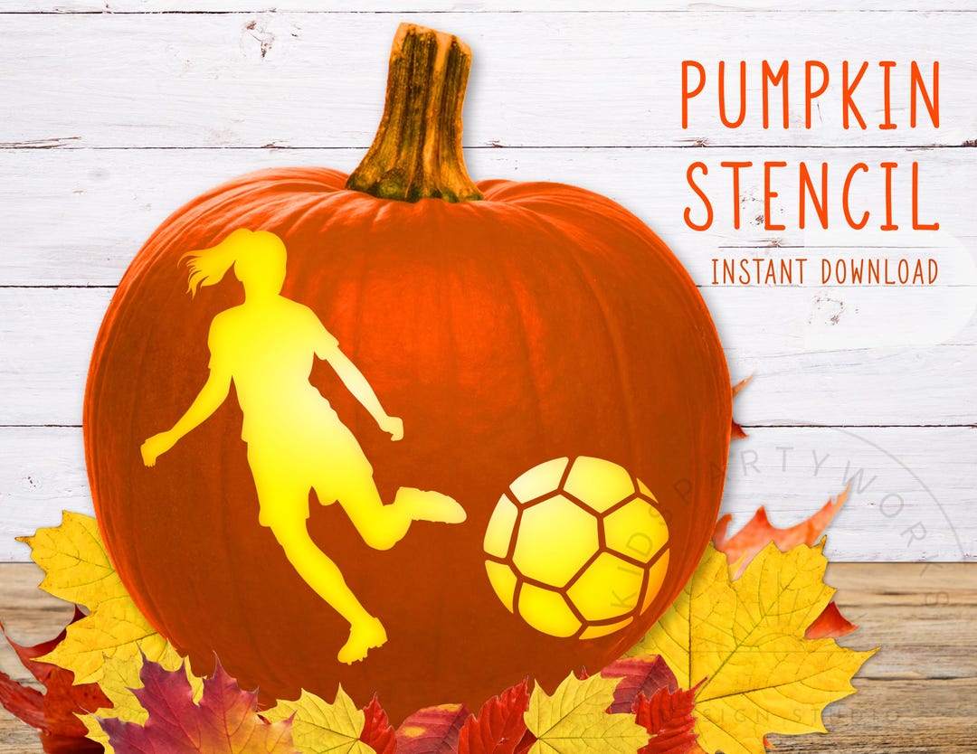 Soccer Pumpkin Stencil, Soccer Player Pumpkin Stencil, Soccer Woman ...