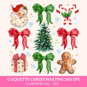 Coquette noeud de Noël PNG, Coquette noeud PNG, Design vintage sublimation père Noël, Noël Png, vacances Png, sublimation père Noël