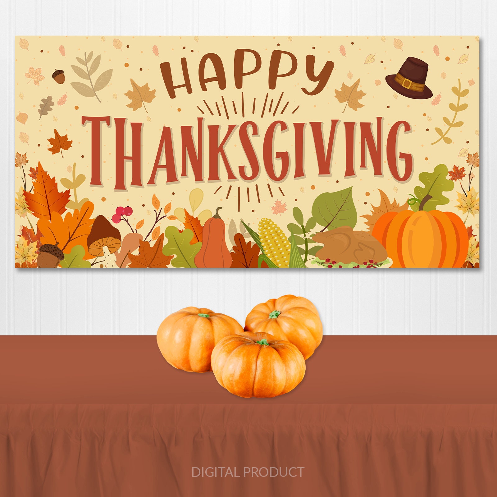 Happy Thanksgiving Banner, Happy Thanksgiving Sign, Holiday Party ..., حجم الصورة 1600x1600