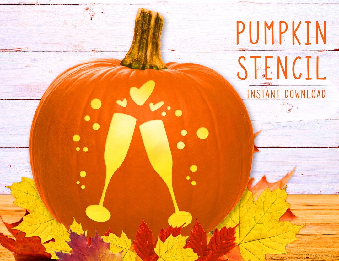 champagne-glasses-pumpkin-stencil-wedding-announcement-etsy