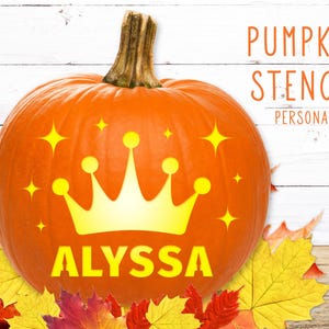 Princess Crown Pumpkin Stencil, PRINTABLE Name Pumpkin STENCIL, Personalized Pumpkin STENCIL, Pumpkin Carving Stencil, Printable Pumpkin