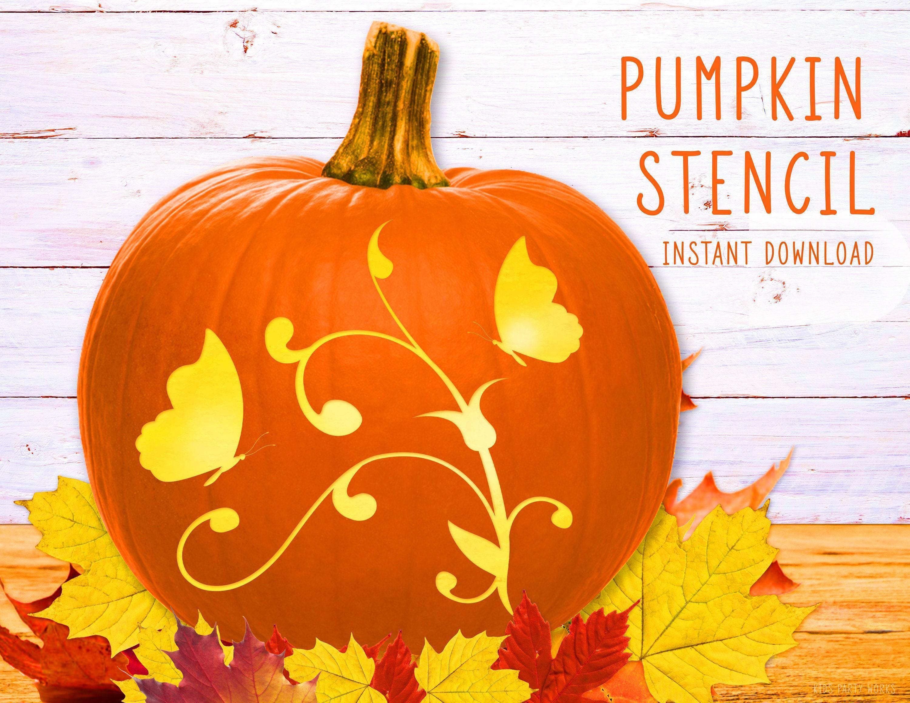 Butterfly Pumpkin Stencil, Butterfly Printable Pumpkin Stencil, Jack O' Lantern Pumpkin Carving Template Butterfly Pattern Fall Autumn Decor