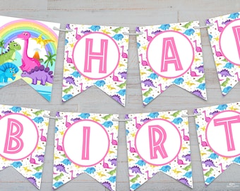 Dinosaur Birthday Banner, Dinosaur Alphabet, Dino Printable, Kids Party Supplies, Jurassic Garland, Dinosaur Bunting, DIY Instant Download