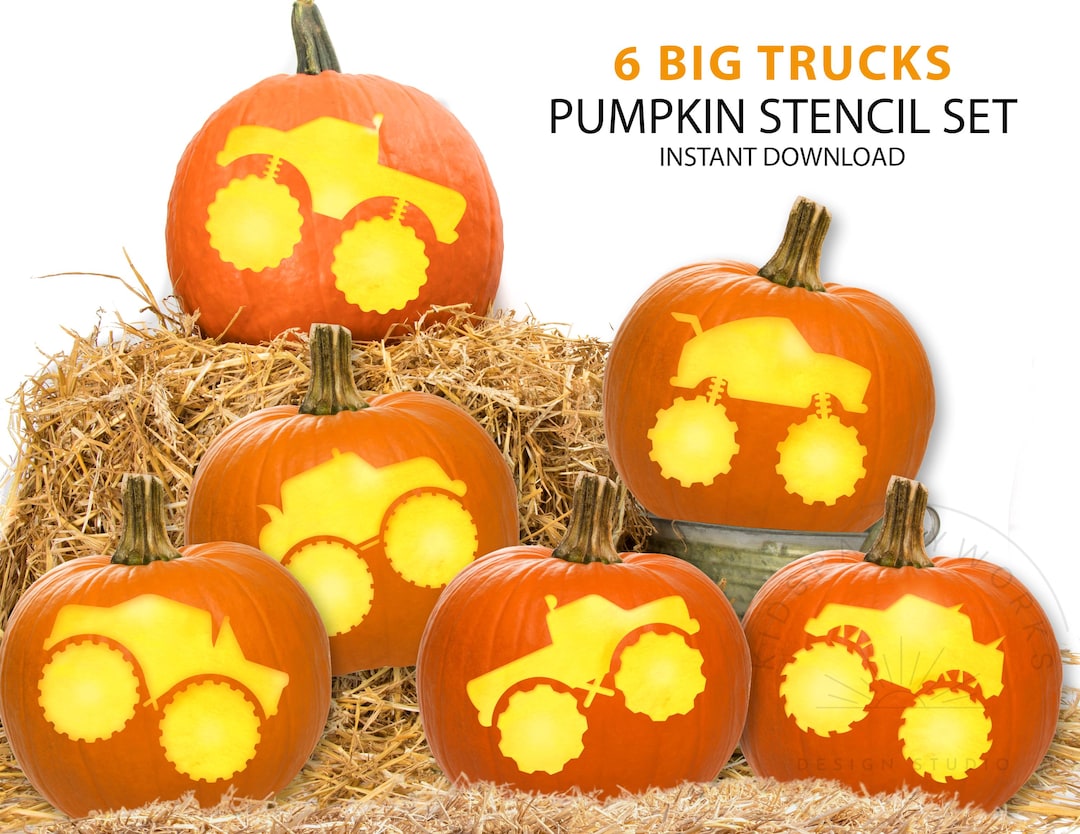 big-trucks-pumpkin-stencil-set-kids-pumpkin-stencil-truck-stencil-trucks-pumpkin-carving-printable-halloween-template-instant-download-etsy