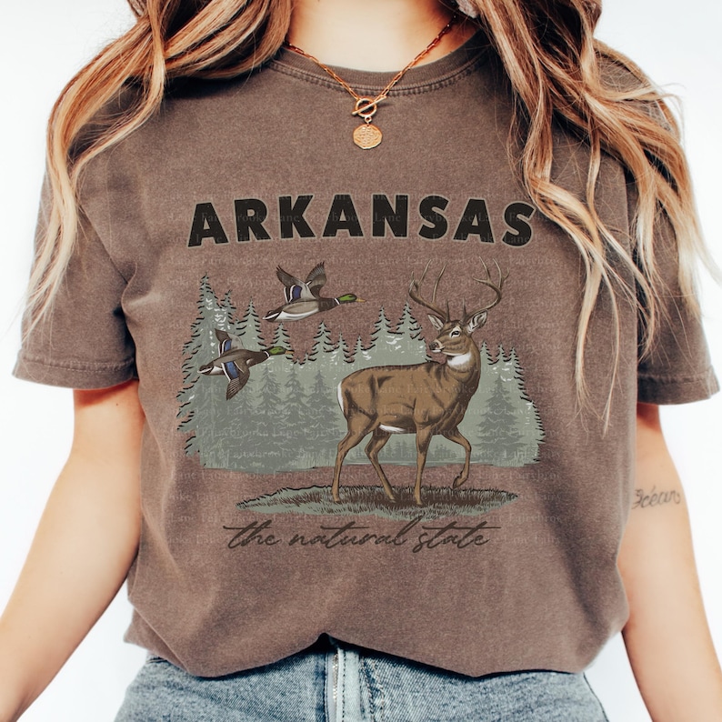 Arkansas PNG, Arkansas State Shirt Png, Retro Deer Wilderness Sweatshirt Png, Retro Animal Wildlife Boho 90s Nostalgia, The Natural State image 4