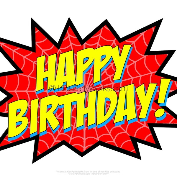 SPIDER Party Happy Birthday Sign, Spider Themed Birthday, Spider Happy Birthday, Spider Party Supplies, Spider Party, Instant Download