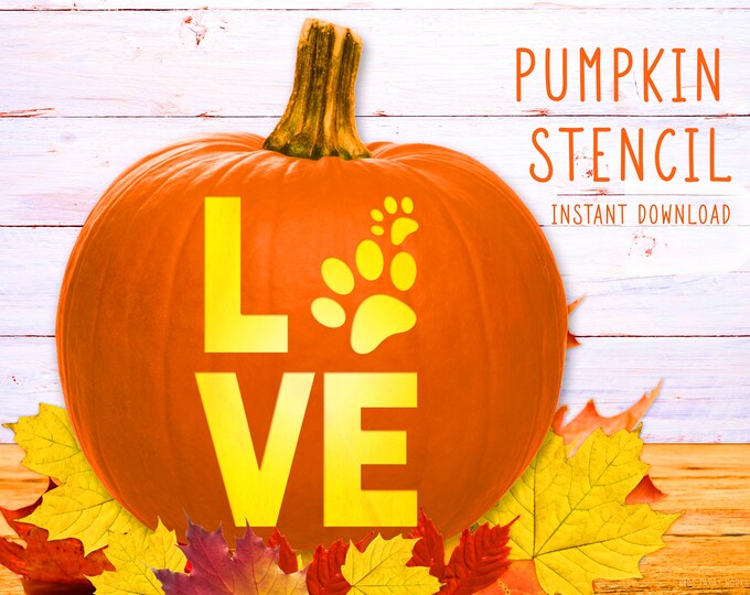 Printable Dog Paw Prints Pumpkin Carving Stencil Halloween Pumpkin