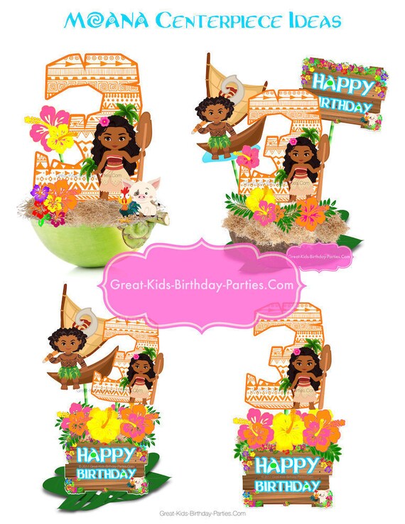 Moana Centerpiece Moana Party Party Supplies Moana Etsy