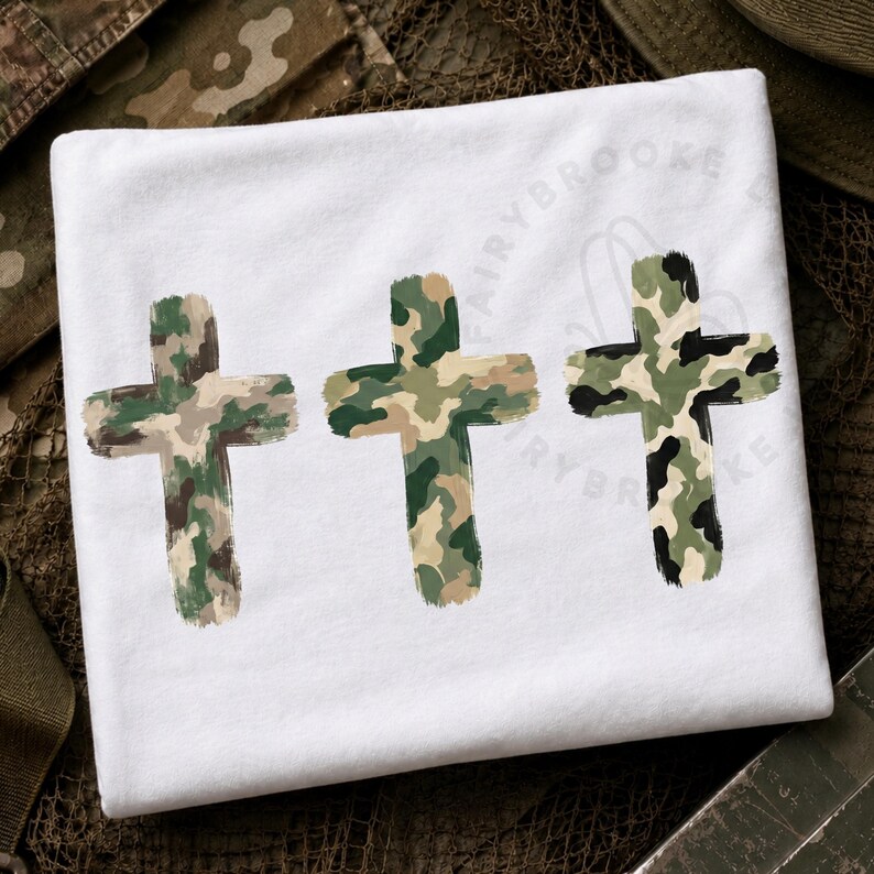 Camo Cross PNG, Christian Camouflage Cross Trio, Brushstroke Faith ...