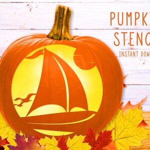 Sailboat Pumpkin Stencil, Sailing PRINTABLE Stencil, Jack O' Lantern ...