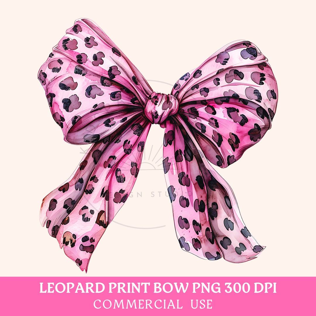 Coquette Bow PNG, Leopard Print Bow PNG, Pink Leopard Bow Sublimation