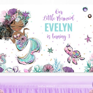 Mermaid Backdrop, Mermaid Birthday, Mermaid Party, Mermaid Banner, Baby Shower Backdrop, Birthday Backdrop Custom Printable Digital Backdrop