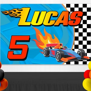 Race Car Backdrop, Racing Birthday, Boy Birthday, Race Car Party,  Personalized Digital Printable, Party Supplies, Custom Digital Backdrop