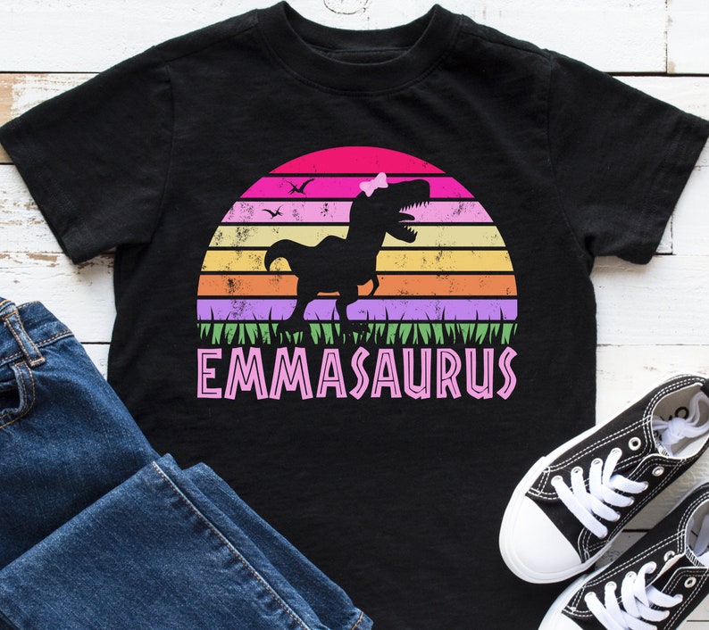 Dinosaur Shirt Girl, Kids Dinosaur Shirt, Dinosaur Birthday Shirt, Toddler T-shirt, Girl Birthday Party, Pink Dino, T-Rex, Dino With Bow Tee image 2