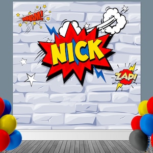 Decoraciones de Superhéroes Feliz Cumpleaños, Superhéroe Personalizado, Cartel de Fiesta de Superhéroes, Decoración de Fondo para Fiesta