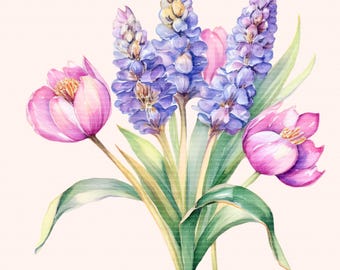 Flowers Clipart, Watercolor Flower Clipart, Watercolor Flowers Clipart Png, Flowers Bouquet Clipart, Watercolor Flower Png, Floral Clipart