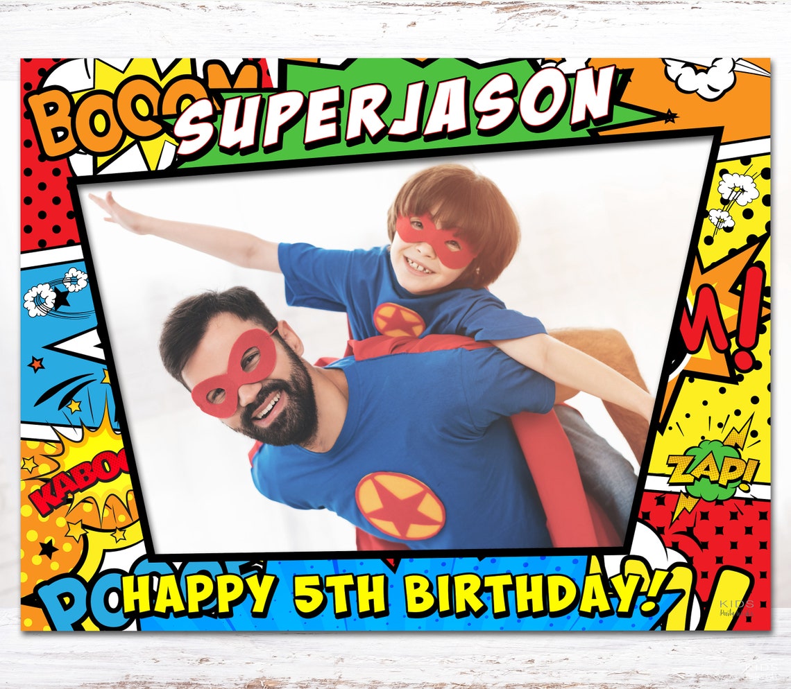 Superhero Photo Booth Frame Superhero Custom Sign Superhero Etsy