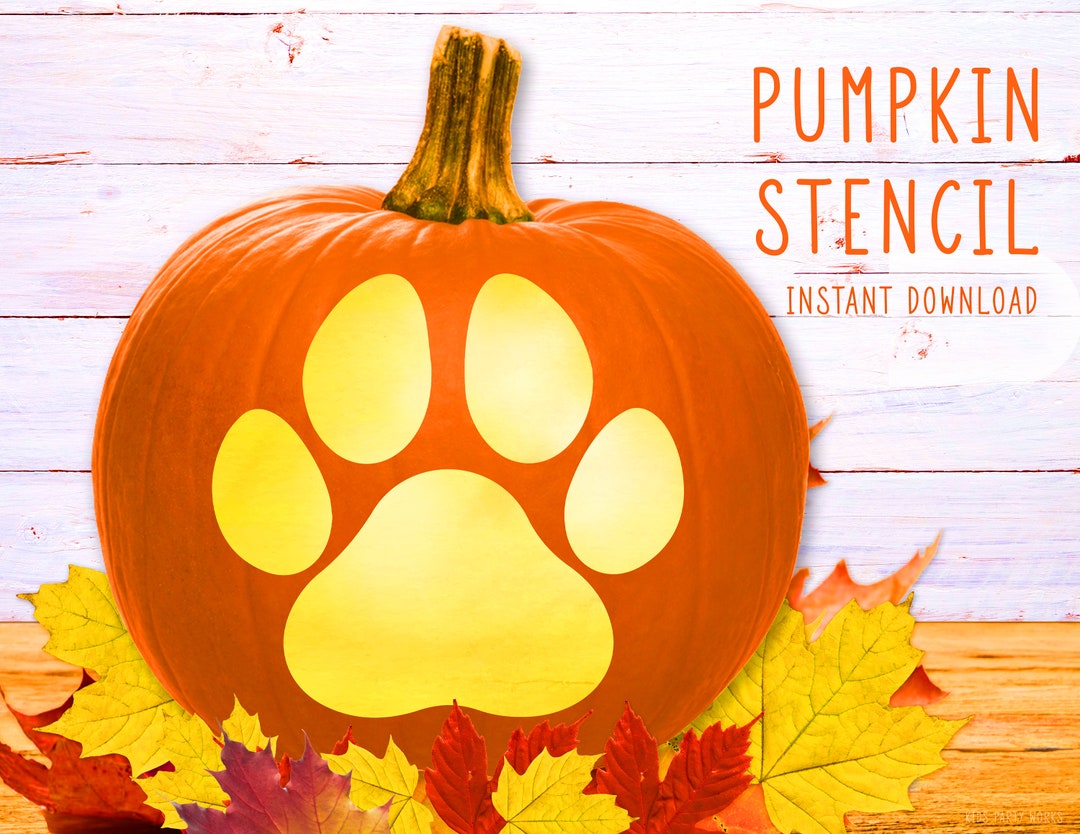 Dog Paw Print Pumpkin Stencil PRINTABLE Pumpkin Stencil Jack O