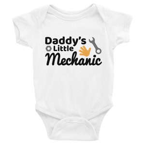 Baby One Piece Bodysuit Daddy's Little Mechanic, Boy One Piece, Baby Apparel, Baby Clothes, Baby Gift, Boys Clothing, Infant Baby Shower image 2