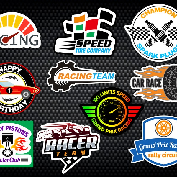 Racing Decals, Race Car Stickers, Race Car Party, Racing Birthday Signs, Cars Party Supplies, DIY Printable, Kids Cardboard Box Decorations