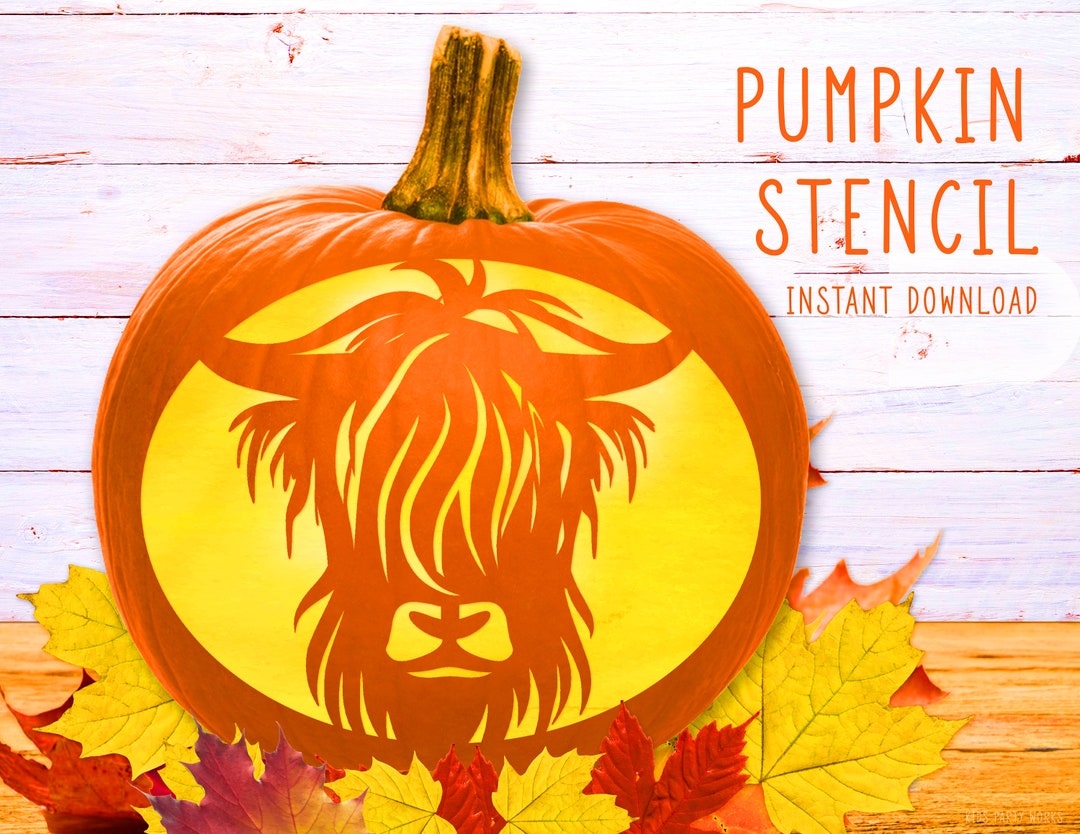 Highland Cow Pumpkin Stencil Printable Pumpkin Stencil Jack O 