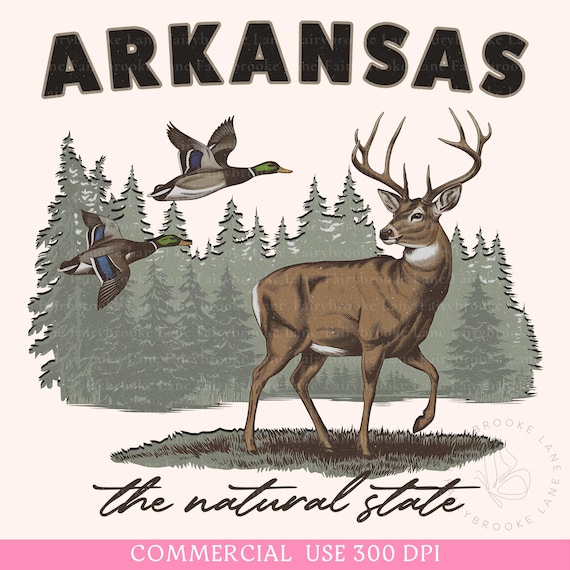 Arkansas PNG, Arkansas State Shirt Png, Retro Deer Wilderness Sweatshirt Png, Retro Animal Wildlife Boho 90s Nostalgia, The Natural State