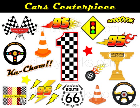 CARS Birthday Centerpiece, Race Car Birthday, Cars Centerpiece, Cars Party, Cars Number 1, Racing Party, Digital Printable Centerpiece Il_570xn