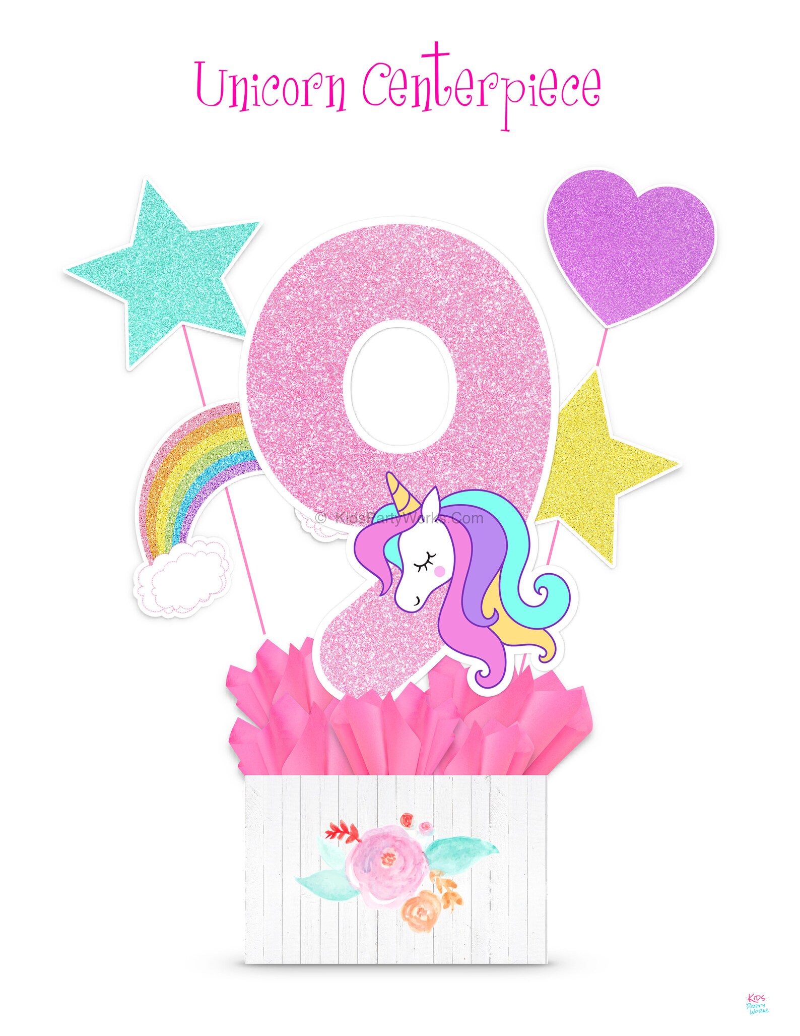 Printable Unicorn Centerpiece Number 9 Unicorn Birthday | Etsy