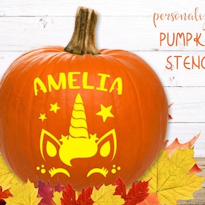 Unicorn Pumpkin Stencil | PRINTABLE Name Pumpkin STENCIL - Personalized Pumpkin STENCIL - Pumpkin Carving Stencil - Printable Pumpkin Name