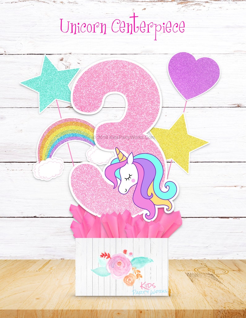 unicorn party decorations printable centerpiece unicorn etsy