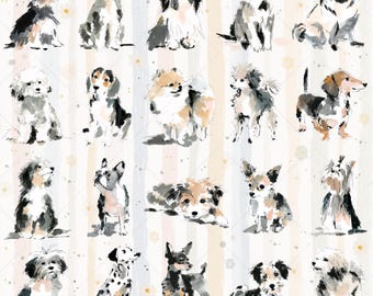 Watercolor Dogs Seamless Pattern JPG, Puppy Digital Paper, Animal Seamless Pet Print, Nursery Design for Fabric, Repeating Pattern, Digital