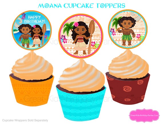 MOANA CUPCAKE Toppers - MOANA Birthday - Moana Party - Moana Stickers - Moana Printables - Moana Party Supplies - Instant Download Il_570xn