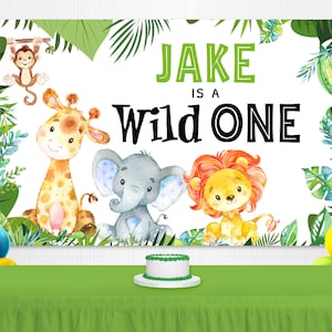 Safari Backdrop l Safari Birthday l Jungle Birthday l Jungle Banner l Wild One l Birthday Backdrop l Custom Printable Digital Backdrop image 1