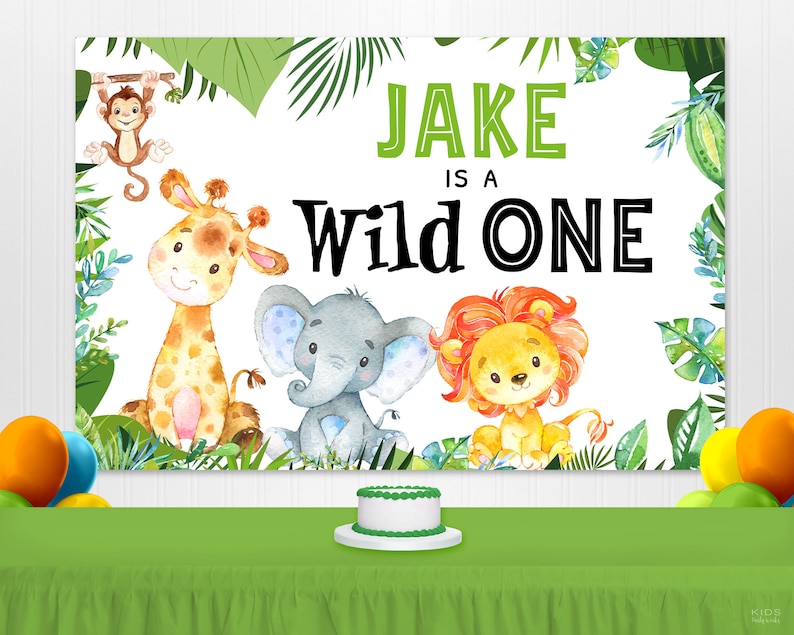 Safari Backdrop l Safari Birthday l Jungle Birthday l Jungle Banner l Wild One l Birthday Backdrop l Custom Printable Digital Backdrop image 1