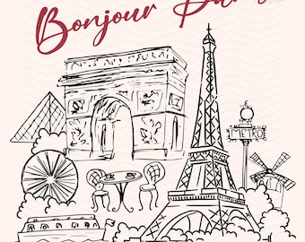 Paris PNG, Eiffel Tower Png, Paris Clip Art, France Clipart, Summer Travel, Paris Vacay, Girls Trip Png, Bachelorette Shirt Png Sublimation