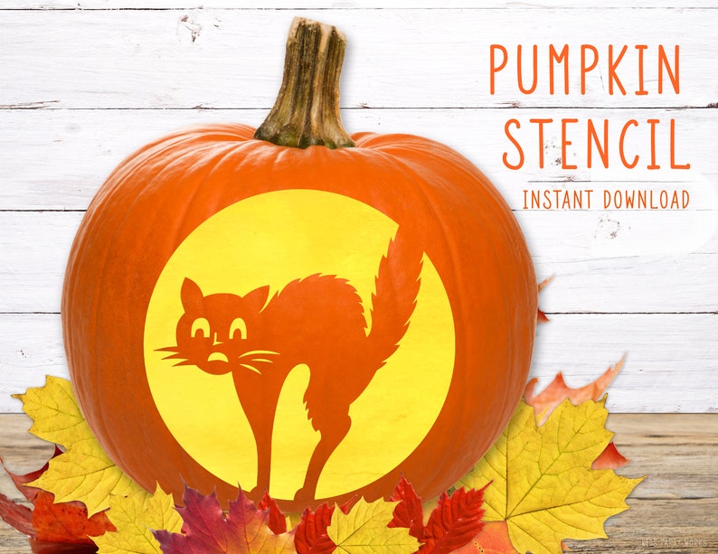 Cat Pumpkin Stencil PRINTABLE Pumpkin Stencil Jack O' - Etsy