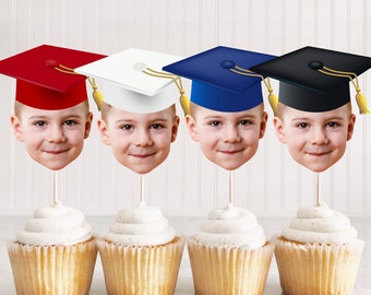 Printable Graduation Photo Cupcake Toppers | Graduation Party | Custom Face Cupcake Toppers | Grad Photo | Personalized Graduation Hat Photo