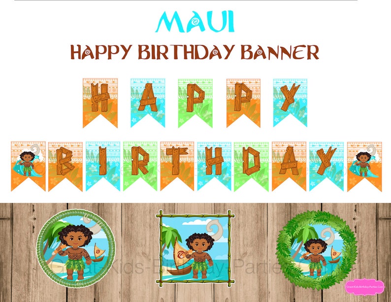MAUI BIRTHDAY Banner MAUI Party Moana Party Maui Etsy