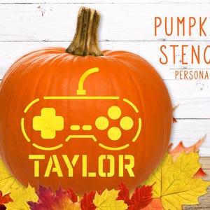 Controller Pumpkin Stencil, Gamer Printable Pumpkin Stencil, Jack O&#39; Lantern, Pumpkin Carving Stencil, Video Game Gamer