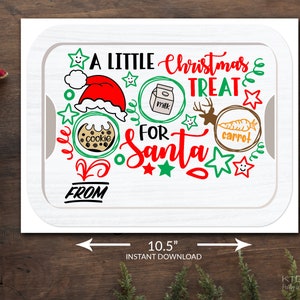 Santa Cookie Tray Printable Santa Cookies and Milk Tray Santa Tray For Santa Digital File Christmas Instant Download 10.5 Wide image 2