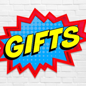 Superhero Gifts Sign - Superhero Sign - Superhero Party - Superhero Decorations - Superhero Birthday - Superhero Sign - Comic Bubble